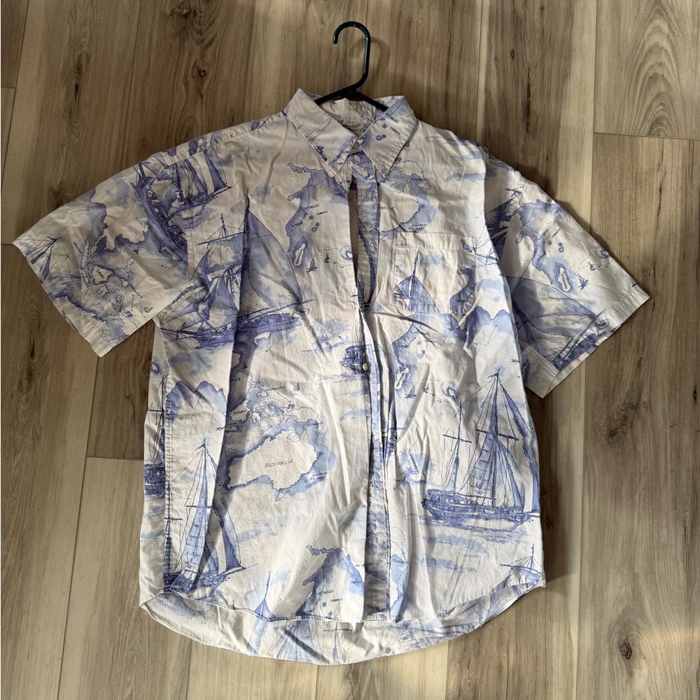 Saddlebred Blue and White Sailing Print Shirt